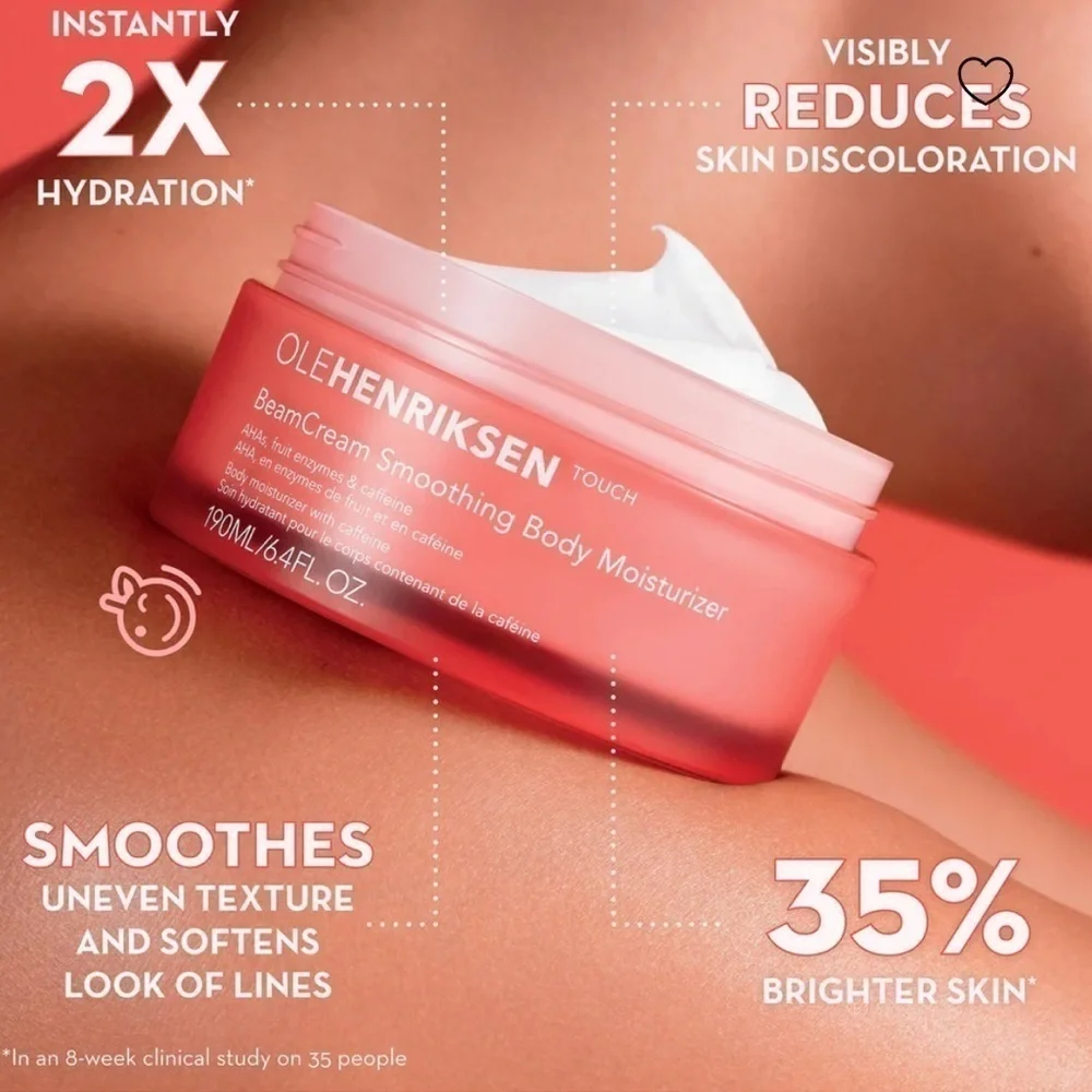 Brand New Ole Henriksen BEAMCREAM SMOOTHING BODY MOISTURIZER w/ Caffeine AHAs